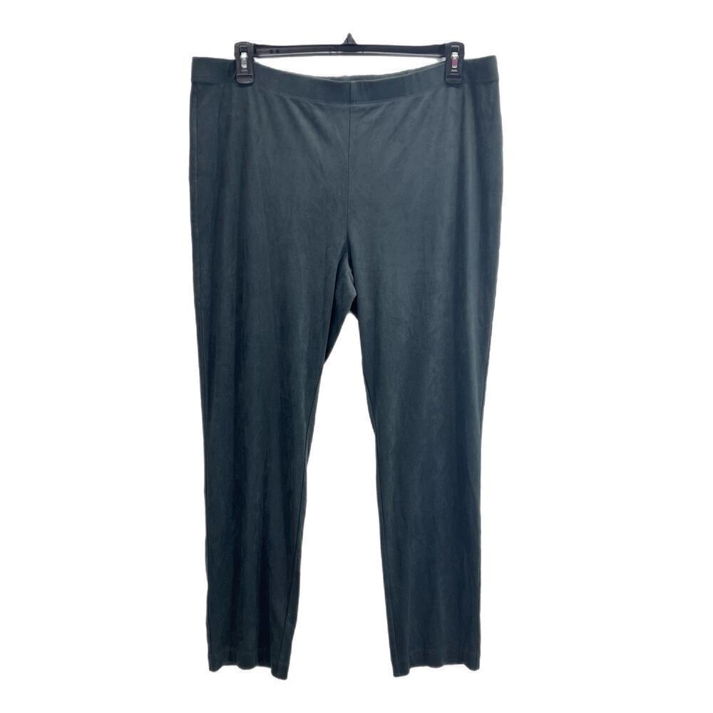 Susan Graver Women Pants Sz XL Regular Faux Suede Leggings Gray A367786 Stretch